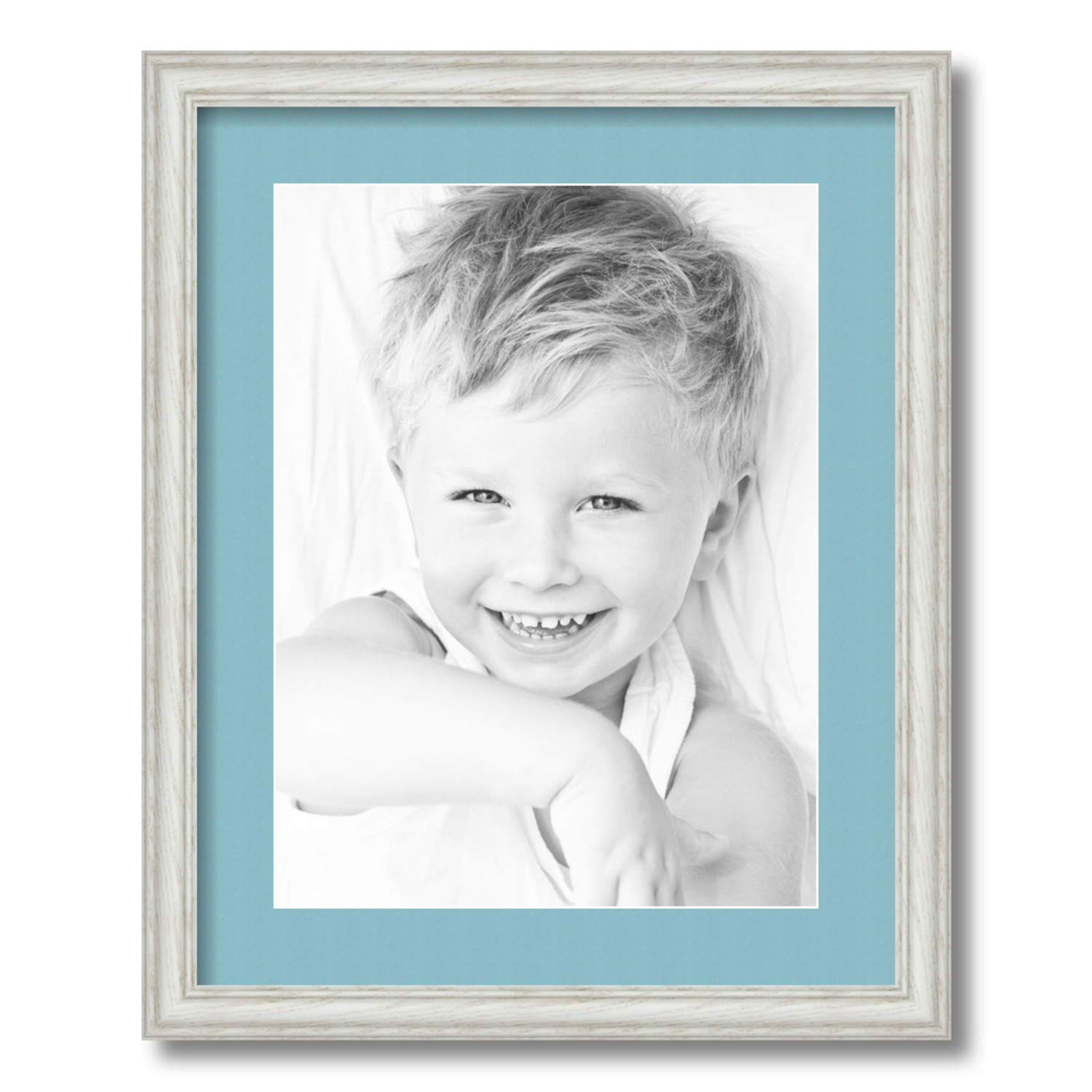 ArtToFrames 16x20 Matted Picture Frame with 12x16 Single Mat Photo Opening  Framed in 1.25 Off White Wash on Ash and 2 French Blue Mat (FWM-4098-16x20)  